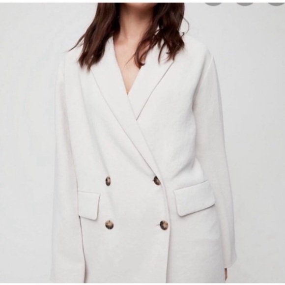 RARE! NEW! Aritzia Wilfred Cherrelle Bone White Double Breasted Blazer - Picture 4 of 12
